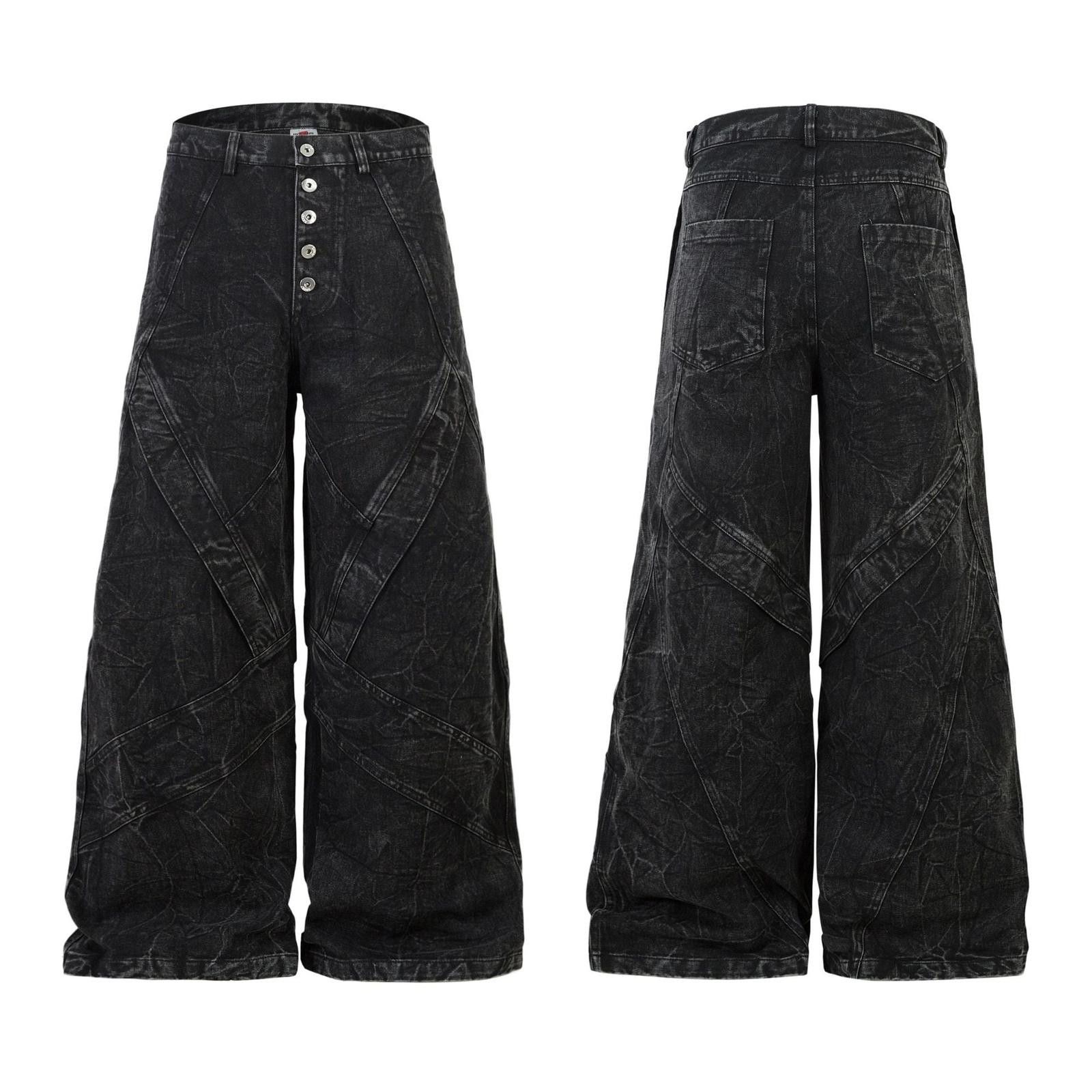 Japanese Brand Black Washed Wide-Leg Denim Jeans Size US 30 / EU 46 - 4 Thumbnail