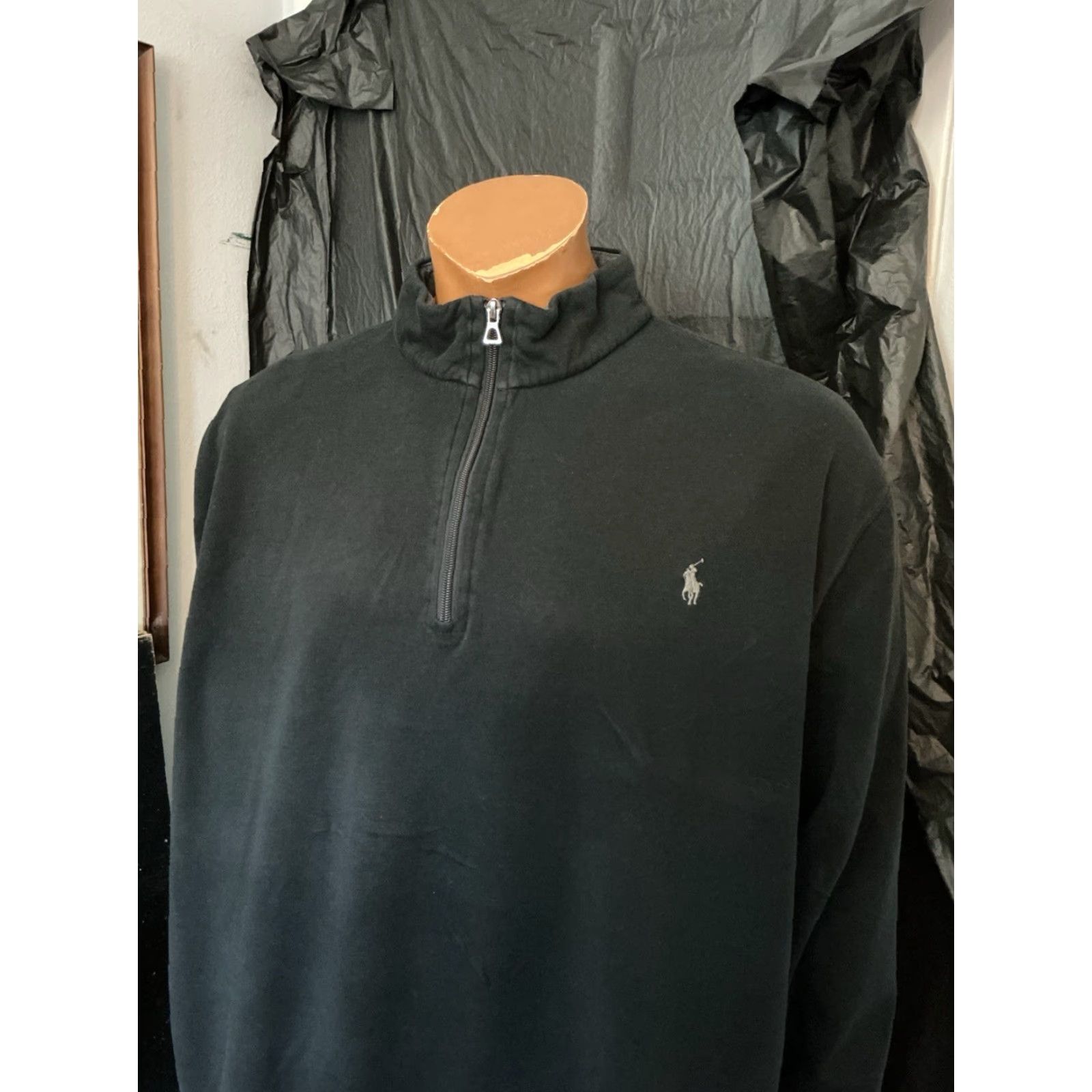 Polo Ralph Lauren VINTAGE Polo Ralph Lauren Pony Logo Black 1/4 Zip Performance Pullover Sweatshirt 2XB Mens Long Sleeve Shirt Size US XXL / EU 58 / 5 - 8 Thumbnail
