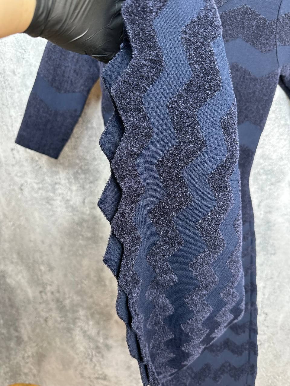 Alaia Alaïa Knit Skater Dress Alaia Navy Zig Zag Textured Size S / US 4 / IT 40 - 8 Thumbnail