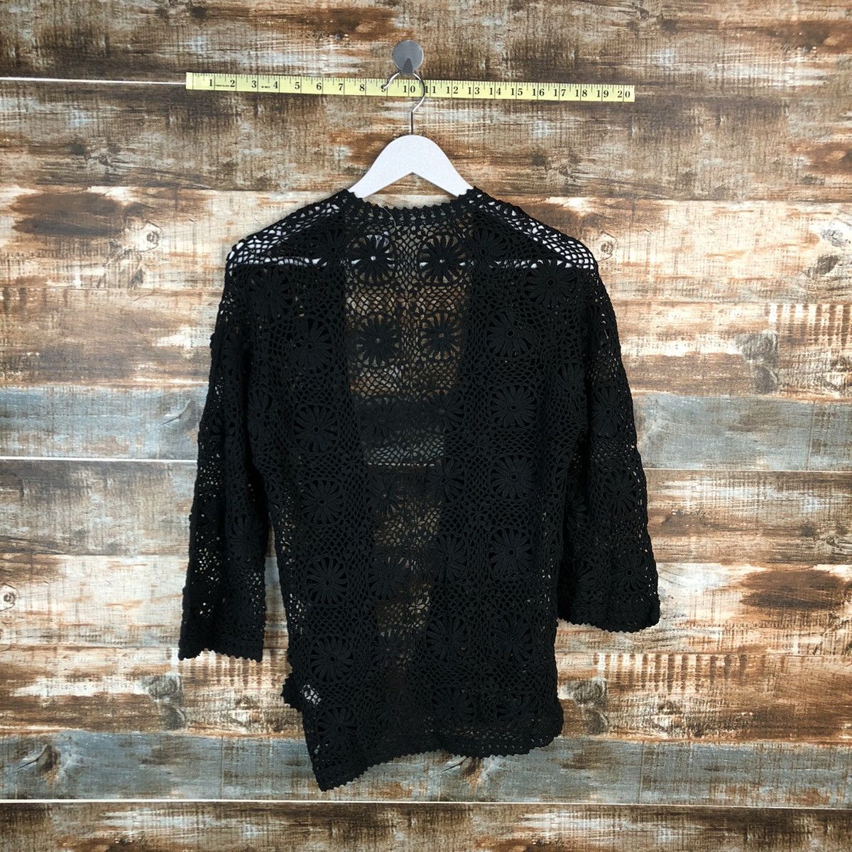 Japanese Brand Japan vintage Black meshnet crochet Cardigan Knitwear #A1489 Size M / US 6-8 / IT 42-44 - 13 Thumbnail