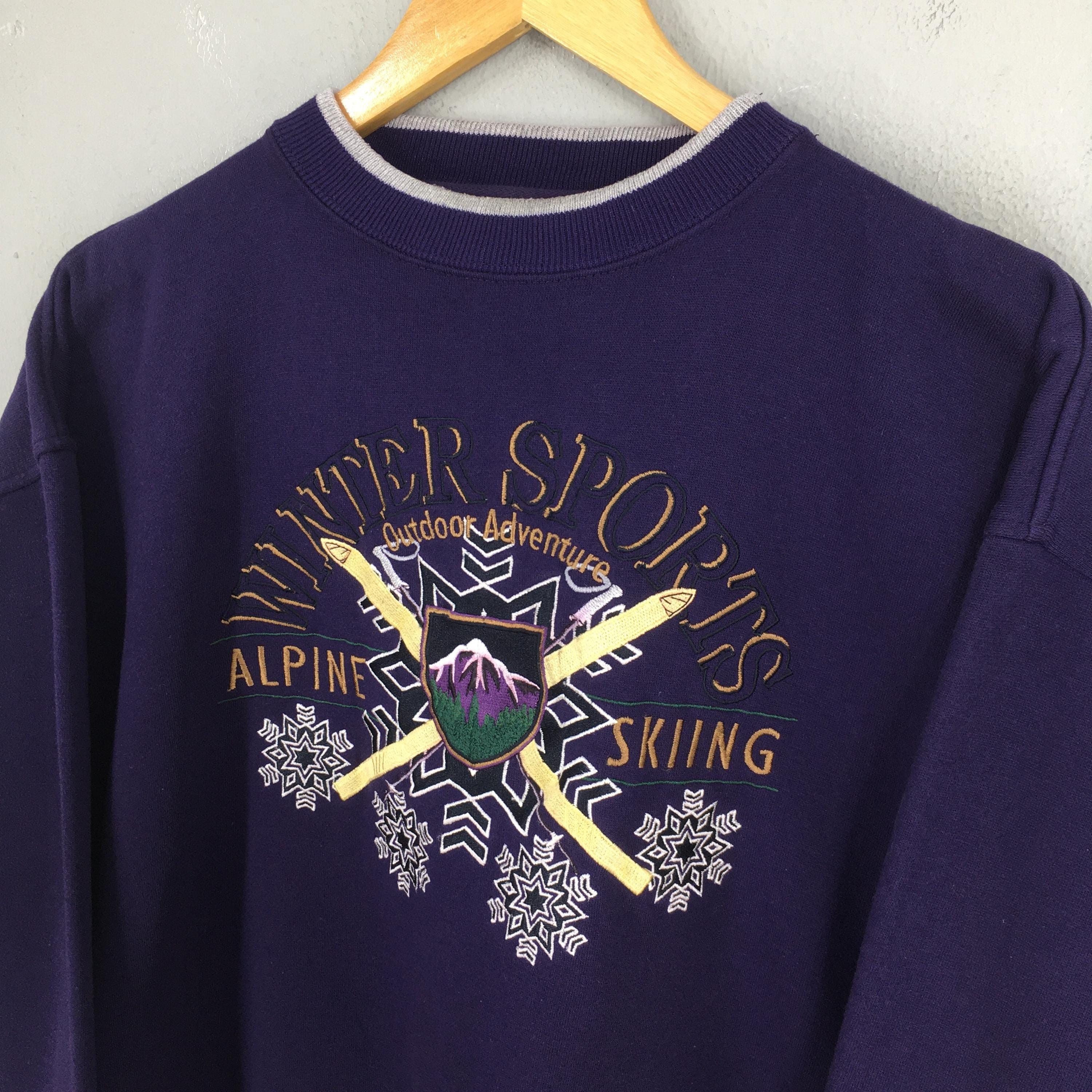 Vintage Vintage Alpine Skiing Mountain Purple Sweatshirts Large Size US L / EU 52-54 / 3 - 3 Thumbnail