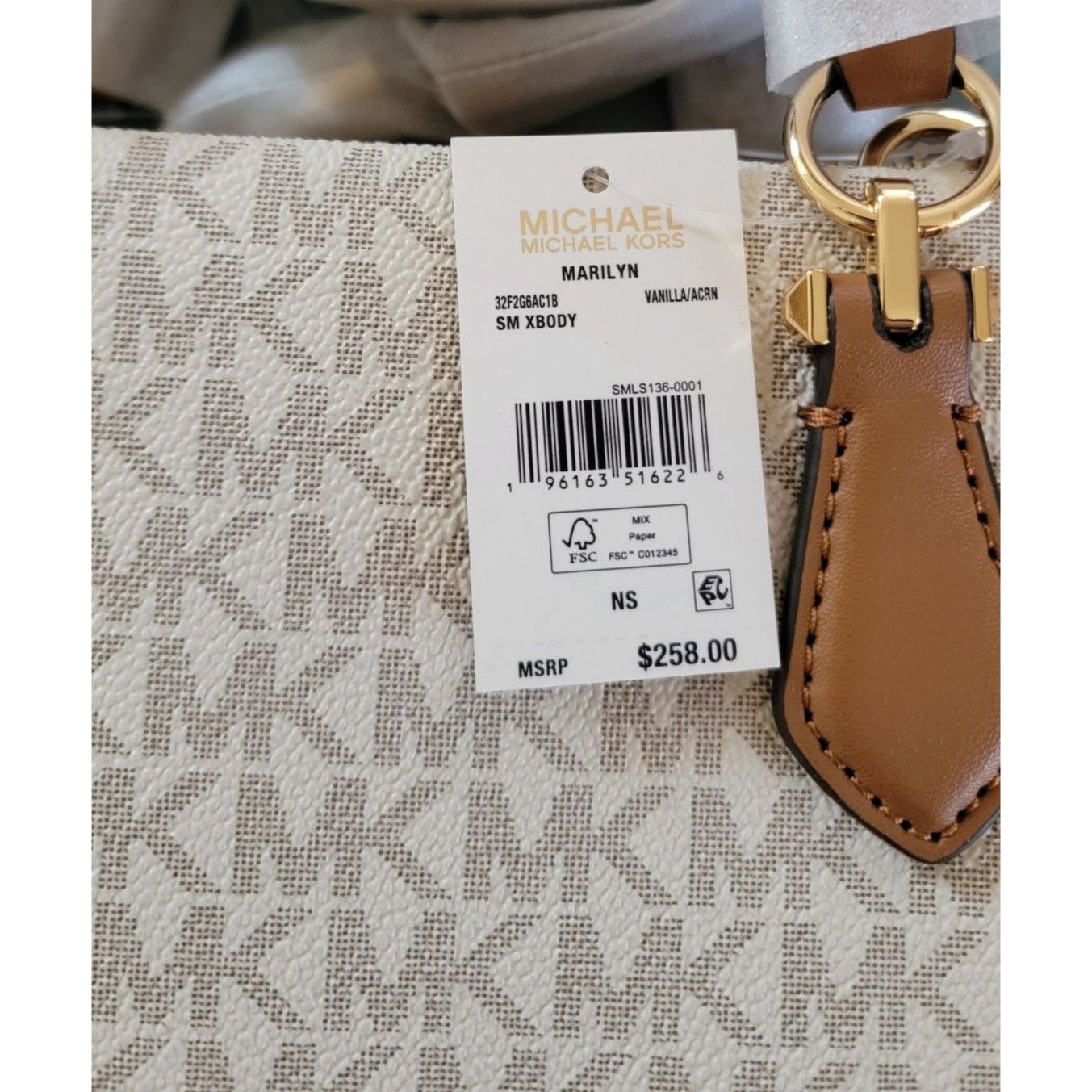 Michael Kors Michael Kors Marilyn Small Crossbody Bag Vanilla Acorn Size ONE SIZE - 6 Thumbnail