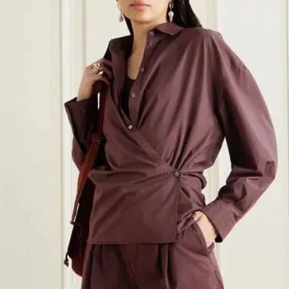 Lemaire LEMAIRE Twisted Wrap Shirt Burgundy Blouse 100% Cotten Size M / US 6-8 / IT 42-44 - 1 Thumbnail
