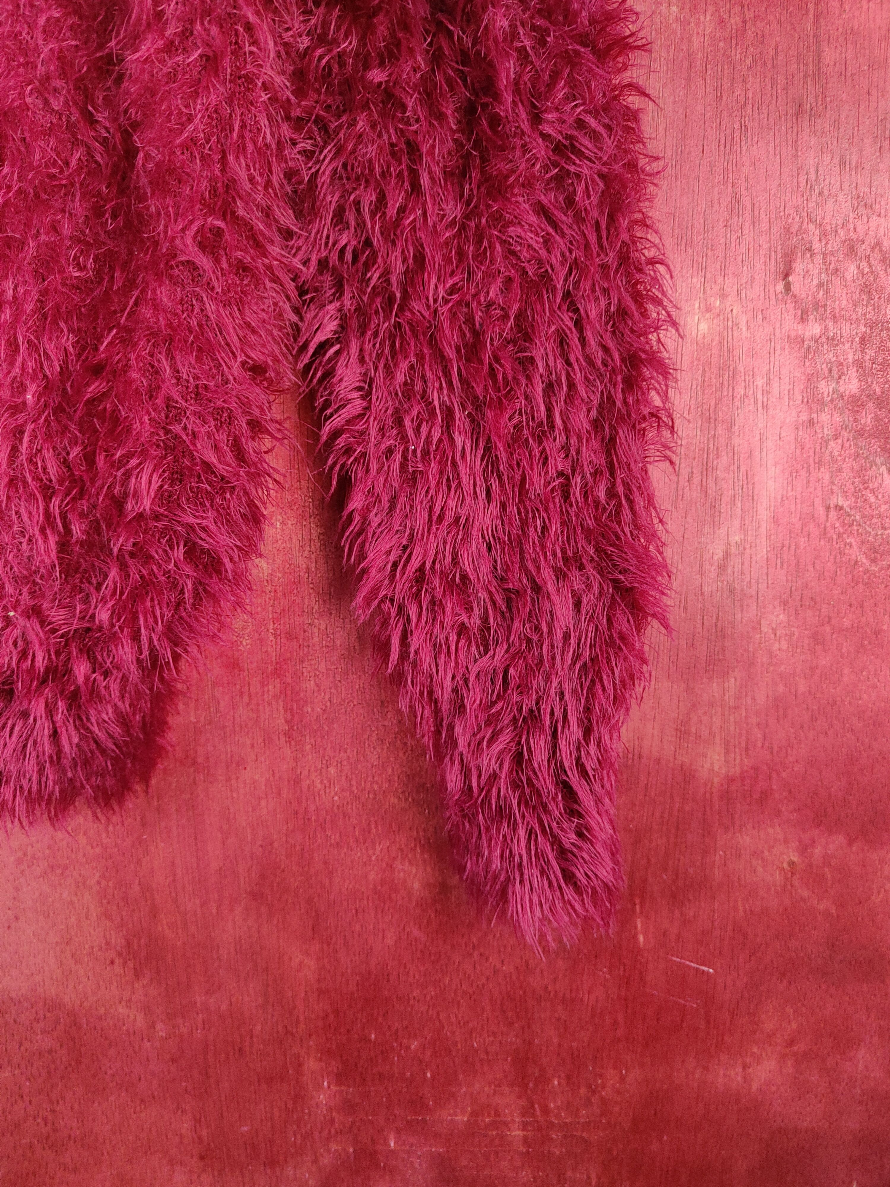 Aran Isles Knitwear Vivian Blue Maroon Shag Shaggy Fur Mohair Knitwear #S2086 Size US M / EU 48-50 / 2 - 6 Thumbnail