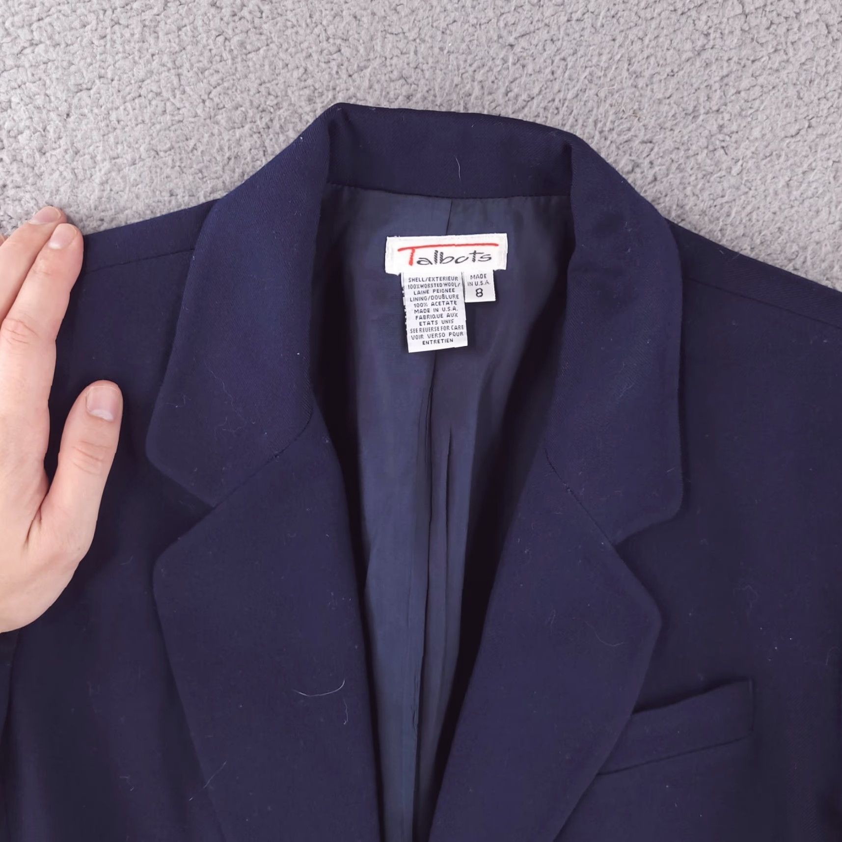 Talbots VINTAGE Talbots Coat Womens 8 Blue Made in USA Overcoat Worsted Wool Suit Long Top Jacket/Coat Length Long Sleeve Pant Suit USA 90s Womens Size M / US 6-8 / IT 42-44 - 5 Thumbnail