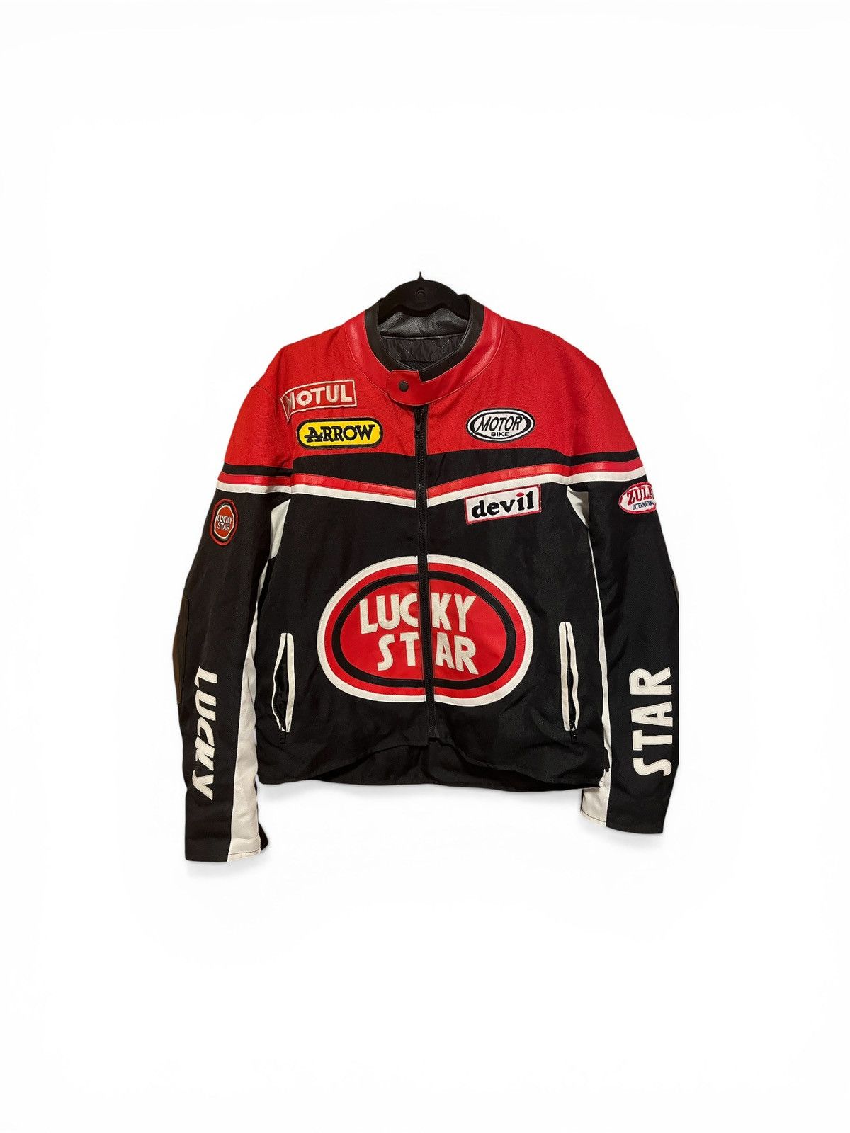 Fox Racing Racing Leather Jacket Red/White Moto Style Y2K Streetwear. Size US M / EU 48-50 / 2 - 3 Thumbnail