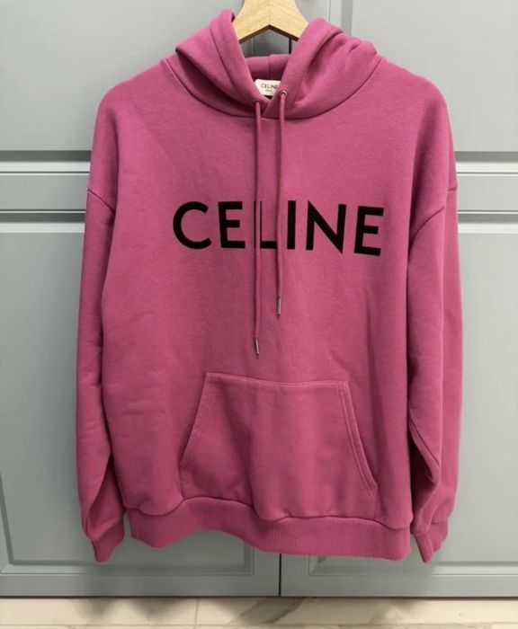 Celine Celine Logo Slogan Baby Pink Hoodie