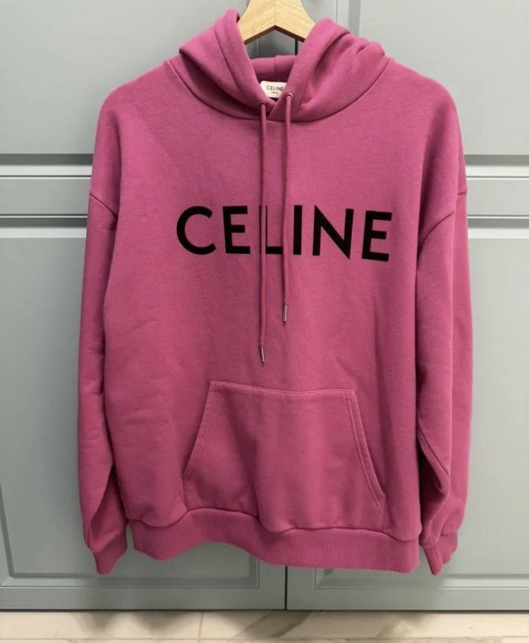 image of Celine Logo Slogan Baby Pink Hoodie, Men's (Size Medium)