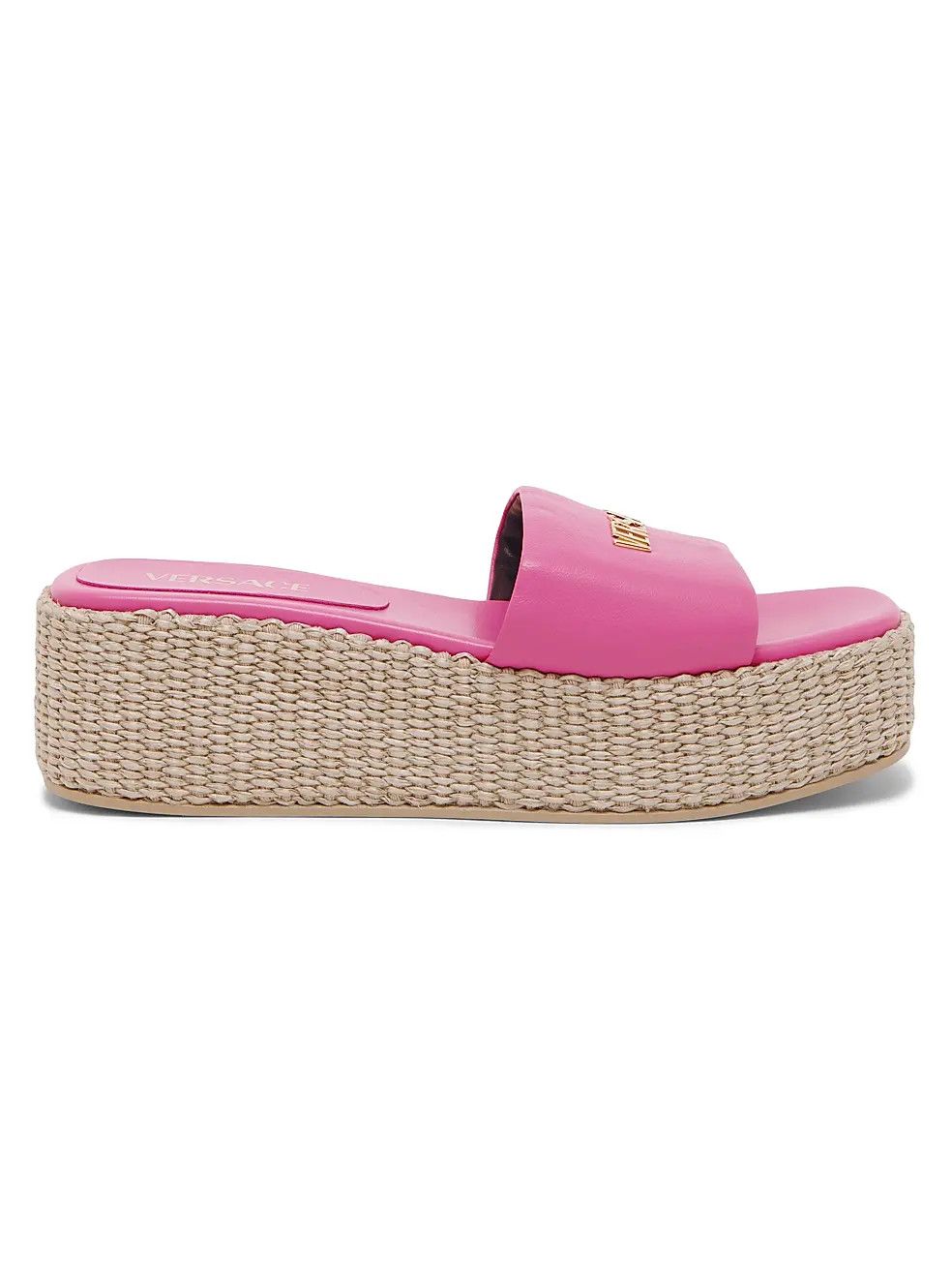 Versace os11x0326 Leather & Raffia Platform Sandals in Pink Size US 6 / IT 36 - 1 Thumbnail