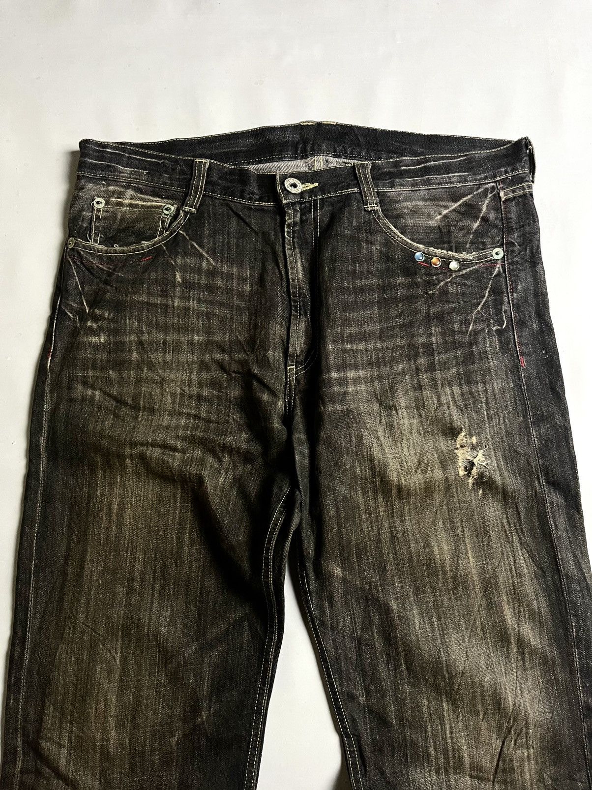 Japanese Brand 2000’s - Unkwon flare denim Embroidery wings Size US 38 / EU 54 - 3 Thumbnail