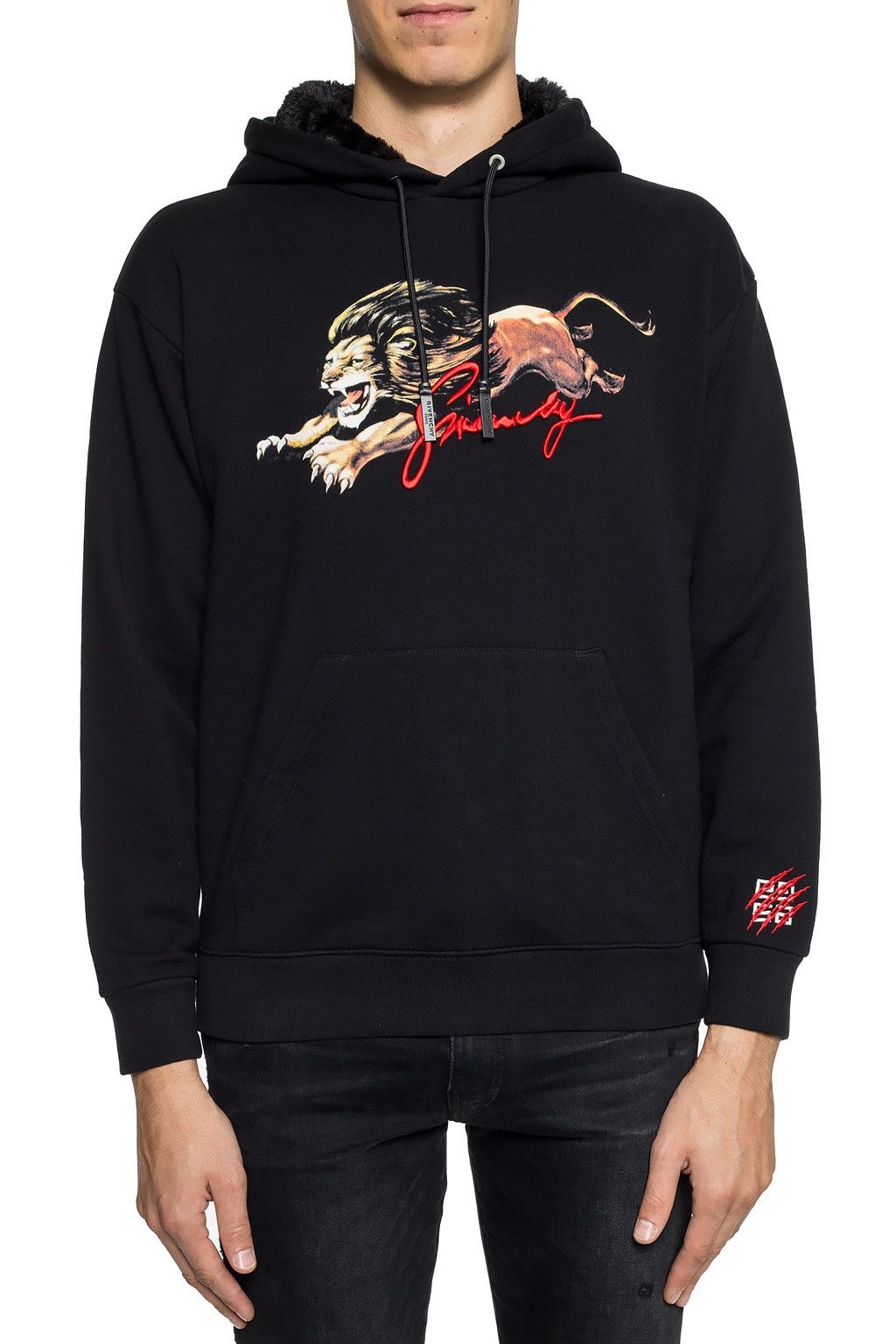 Givenchy Black Faux Fur Hood Signature Logo Lion Hoodie Size US S / EU 44-46 / 1 - 2 Thumbnail