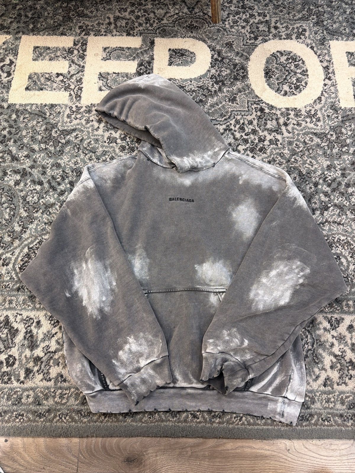 Balenciaga Balenciaga acid wash mini logo hooded sweatshirt grey Size US XS / EU 42 / 0 - 1 Thumbnail