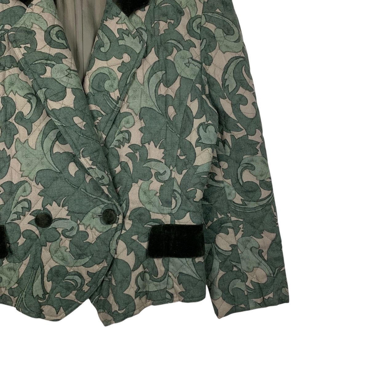 Japanese Brand Vintage PER SPOOK Paris Leaf Print Quilted Jacket #2574-C116 Size S / US 4 / IT 40 - 4 Thumbnail