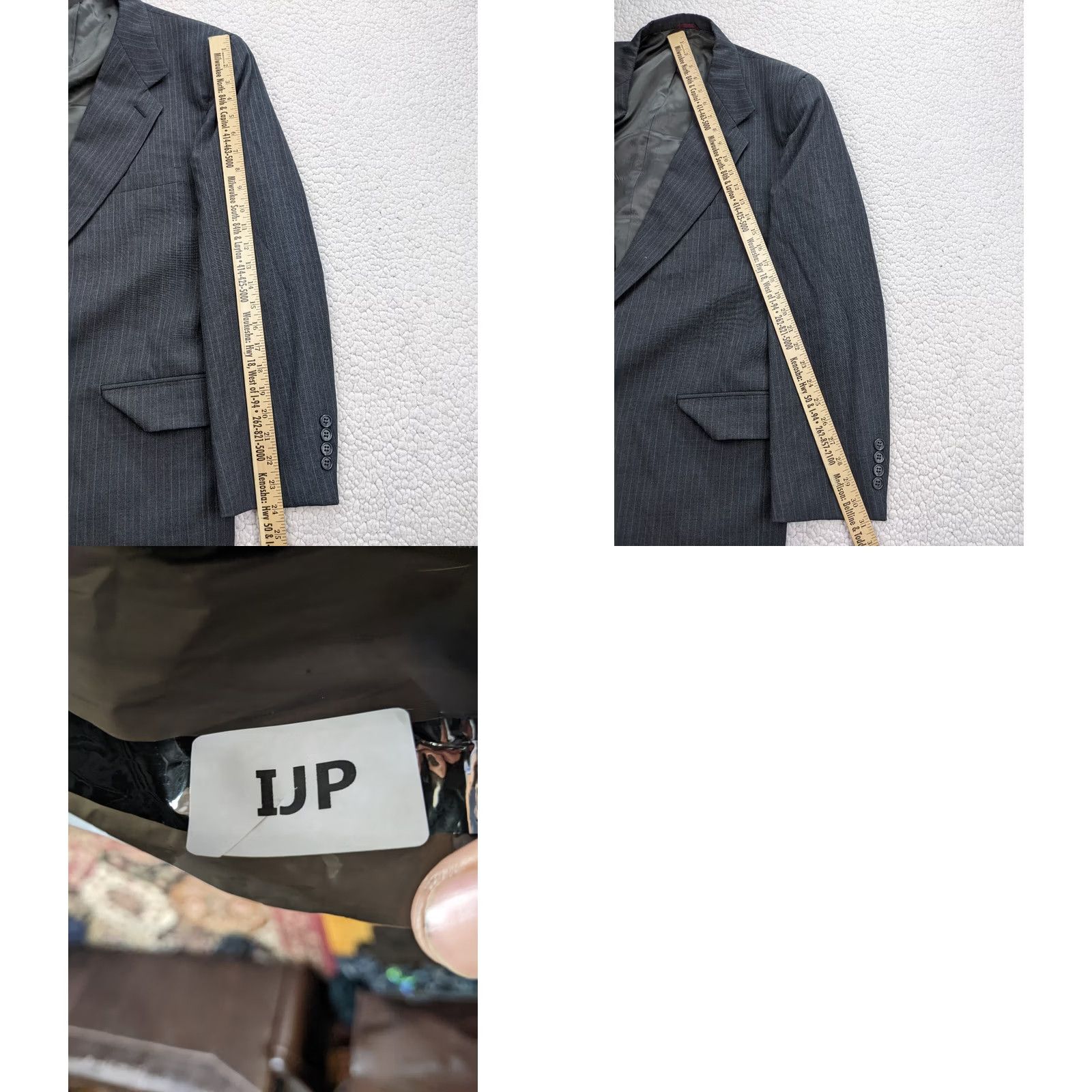 Vintage Richard Thomas Eulberg Mens Blazer Jacket Sport Coat Gray Pinstripe 40L Notch Lapel 2-Button Single-Breasted, Dry Clean Only, Regular Fit, Mens Jacket Size 40R - 9 Thumbnail