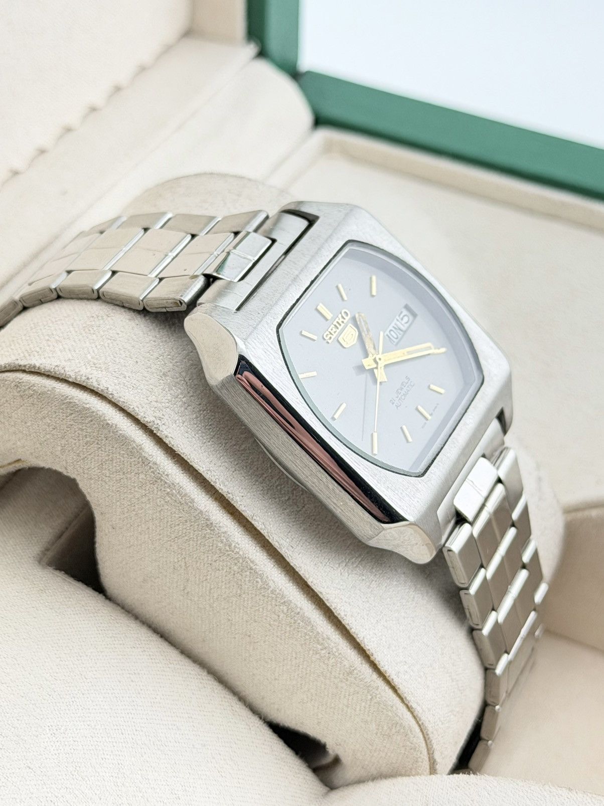 Seiko Vintage Seiko 5 Automatic Watch Gray Dial Wristwatch Size 36 - 3 Thumbnail