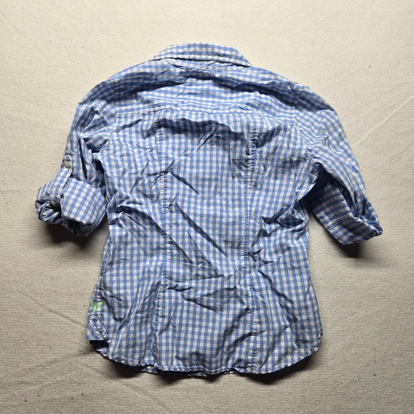 American Eagle Outfitters AMERICAN EAGLE Top Blue White Checkerd Button Up Lightweight Work Wear Women's 6 Size M / US 6-8 / IT 42-44 - 6 Thumbnail
