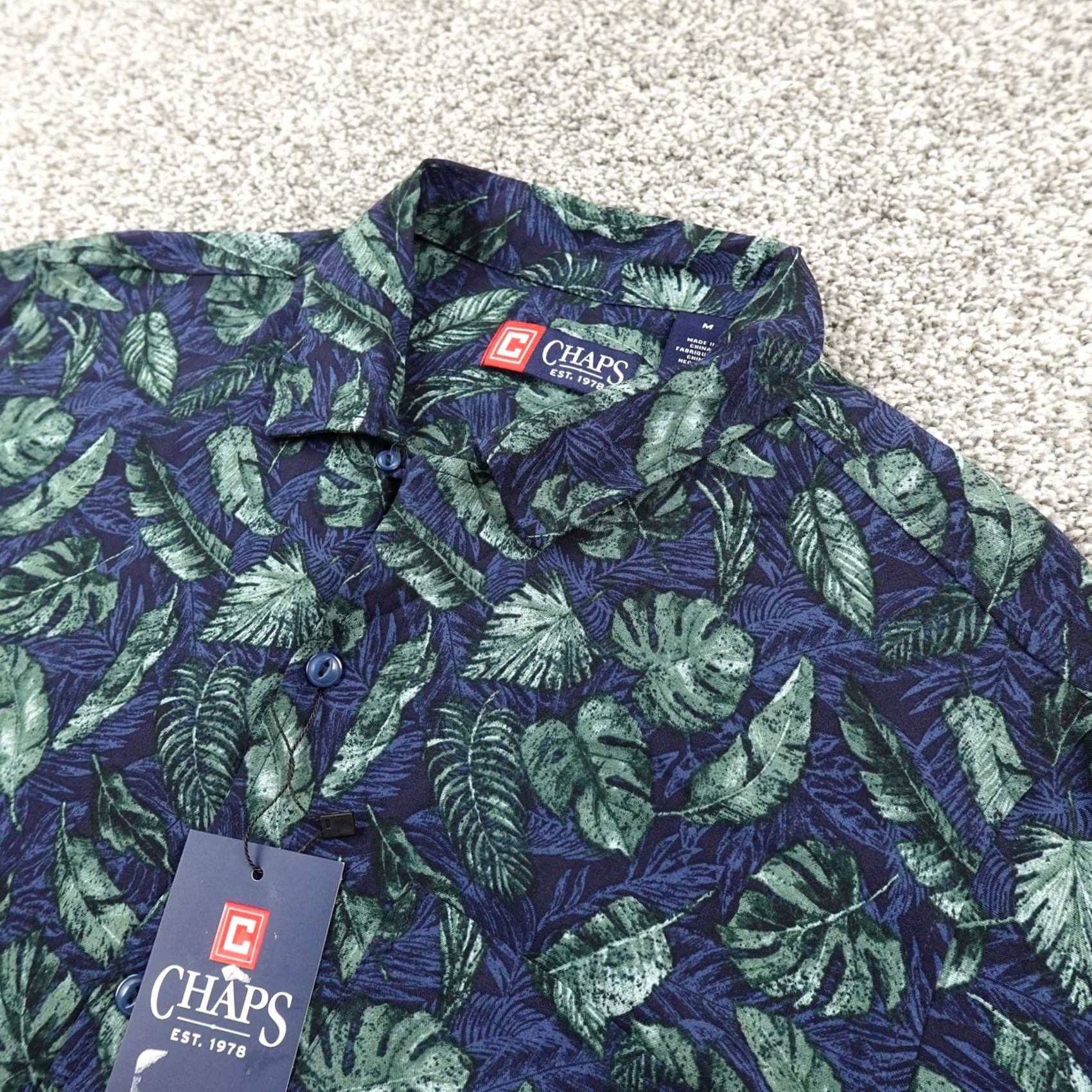 Chaps Chaps Shirt Mens M Blue Green Aloha Hawaiian Camp Short Sleeve Button Up Top Size US M / EU 48-50 / 2 - 2 Thumbnail