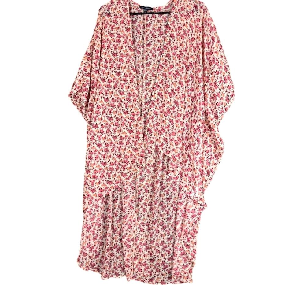 American Eagle Outfitters American Eagle Outfitters Womens Cardigan Duster Pink Floral High Low Sheer M Size M / US 6-8 / IT 42-44 - 2 Thumbnail