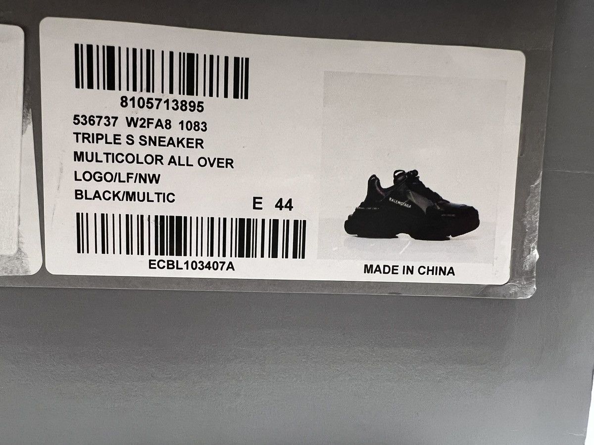 Balenciaga Balenciaga Triple S All Over Black/Multicolor Size US 11 / EU 44 - 3 Thumbnail