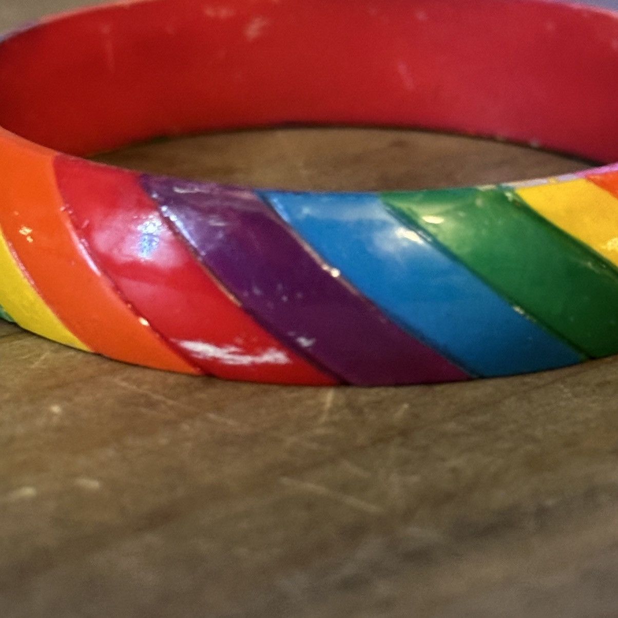 Vintage Vintage wooden rainbow bangle bracelet Size ONE SIZE - 5 Thumbnail