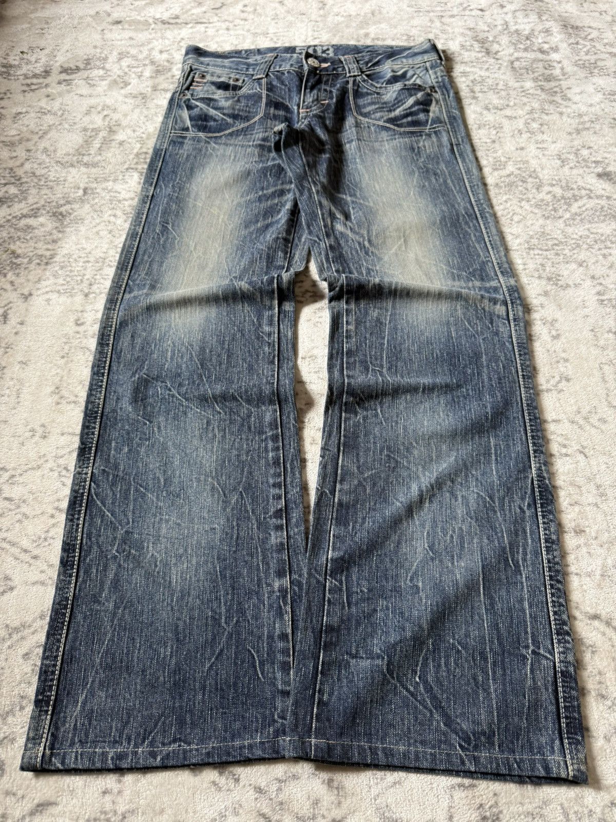 Edwin 2000s Edwin 503 Shadow Wrinkle Wash Flared Jeans Size US 30 / EU 46 - 1 Thumbnail