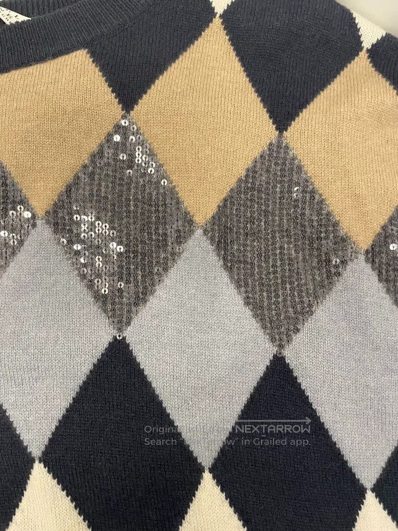 Brunello Cucinelli Brunello Cucinelli Beige and Brown Diamond Pattern Beaded Size XS / US 0-2 / IT 36-38 - 7 Thumbnail