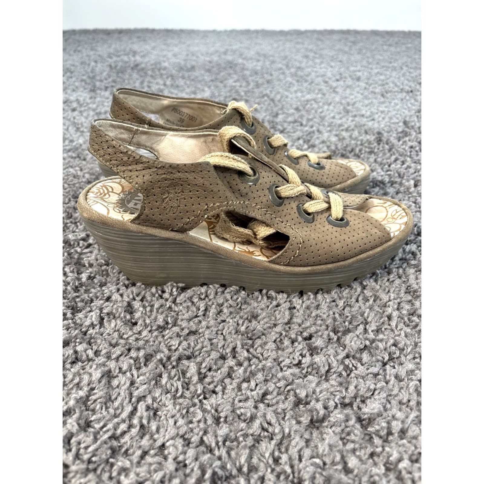 Fly London Fly London Yuta Womens Sandal Wedge Leather Lace Up Brown 39 US 8.5 Slingsback Rubber Upper Leather Fall Spring Summer Spain Mens Womens Girls? Size US 9 / IT 39 - 2 Thumbnail