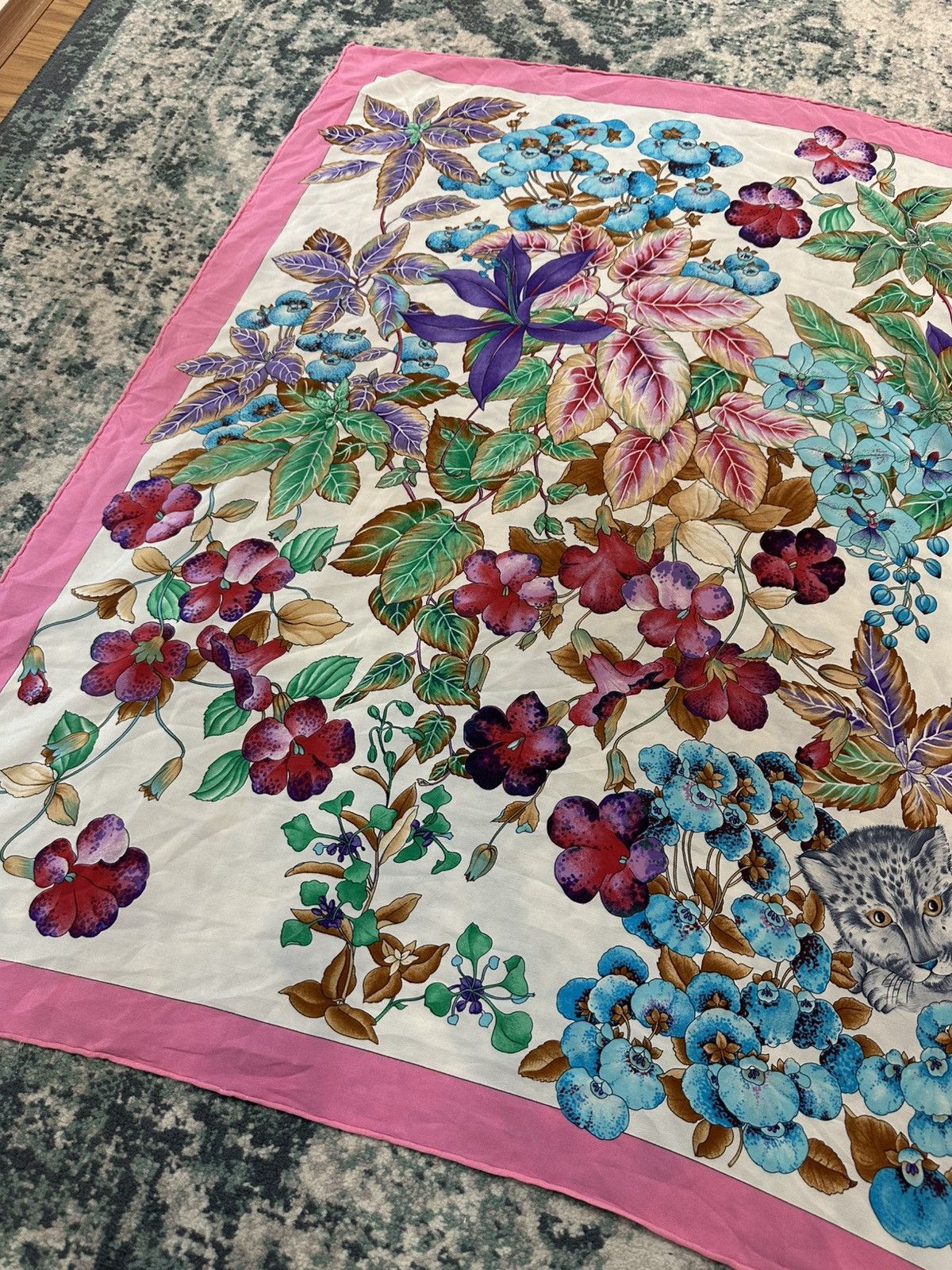 Dior 1980 - Christian Dior Floral Print Shawl Scarves (33x33) Size ONE SIZE - 9 Thumbnail