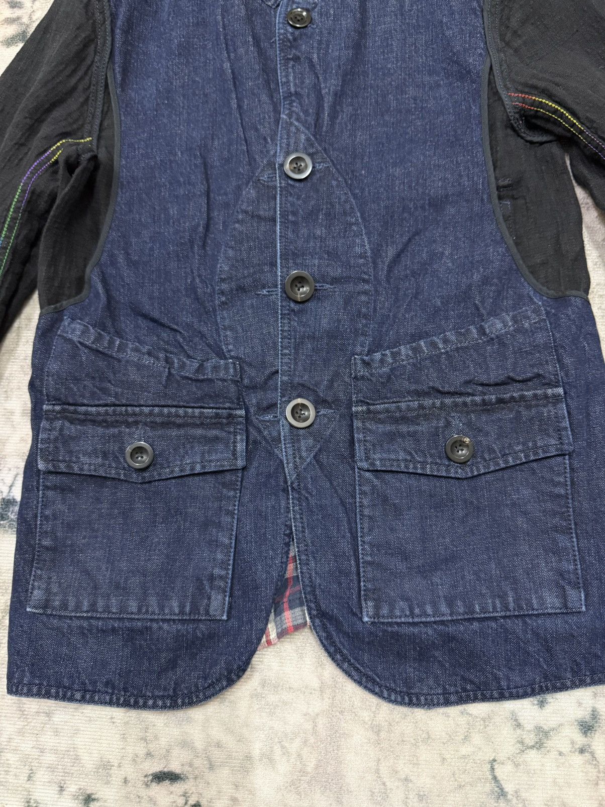 Japanese Brand Tomorrowland Riversible Plaid Denim Button Up Jacket Size US XS / EU 42 / 0 - 8 Thumbnail