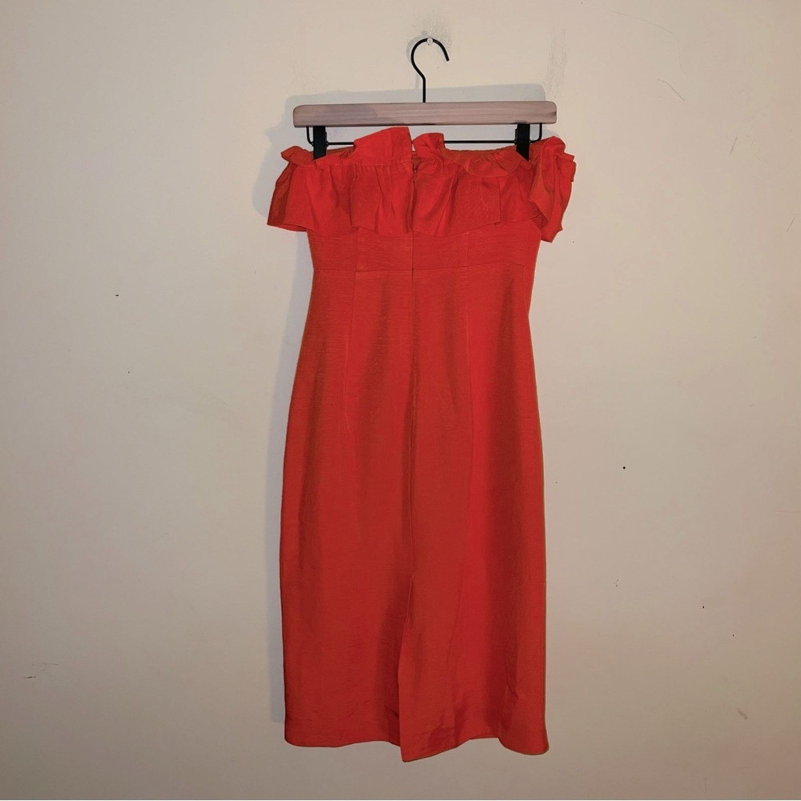 Monique Lhuillier ML MONIQUE LHULLIER Ruffled Faille Strapless Midi Dress 2 Size XS / US 0-2 / IT 36-38 - 7 Thumbnail