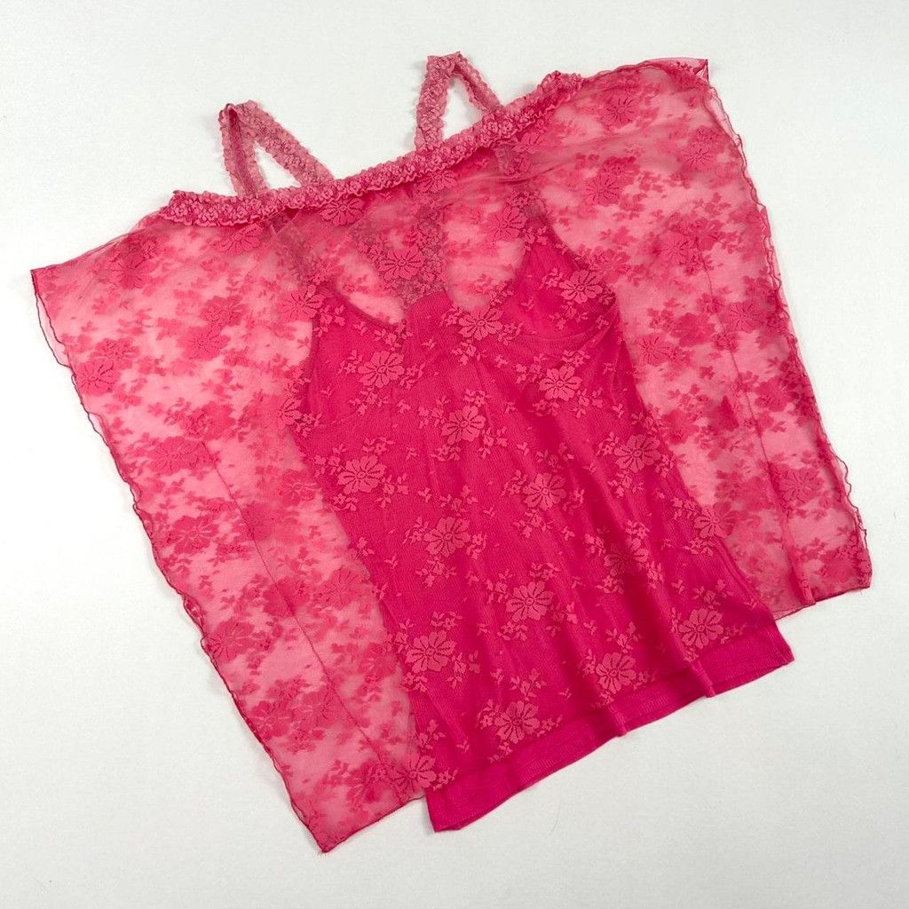 Vintage vintage Intimissimi set, cami and matching lace shawl Size M / US 6-8 / IT 42-44 - 4 Thumbnail