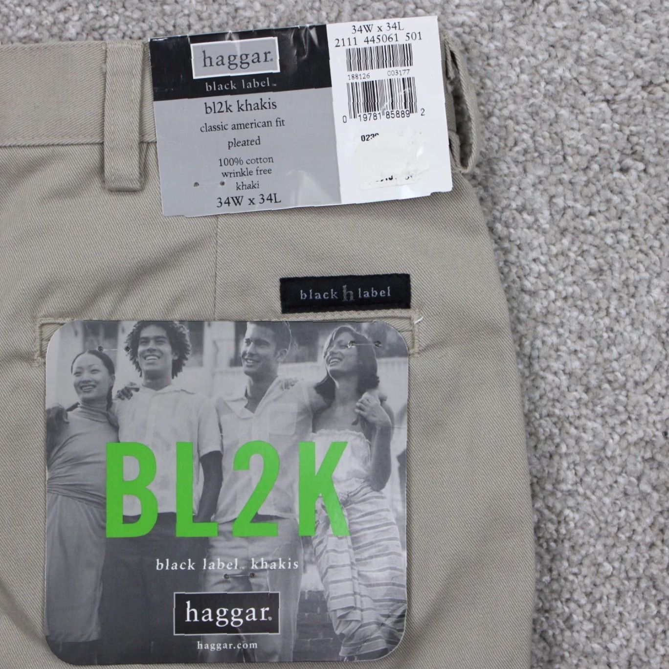 Haggar Haggar Black Label Chino Pants Mens 34x34 Black - Regular, Straight, Pleated, Wool Blend, NWT, 100% Cotton, Vintage: No Size US 34 / EU 50 - 2 Thumbnail