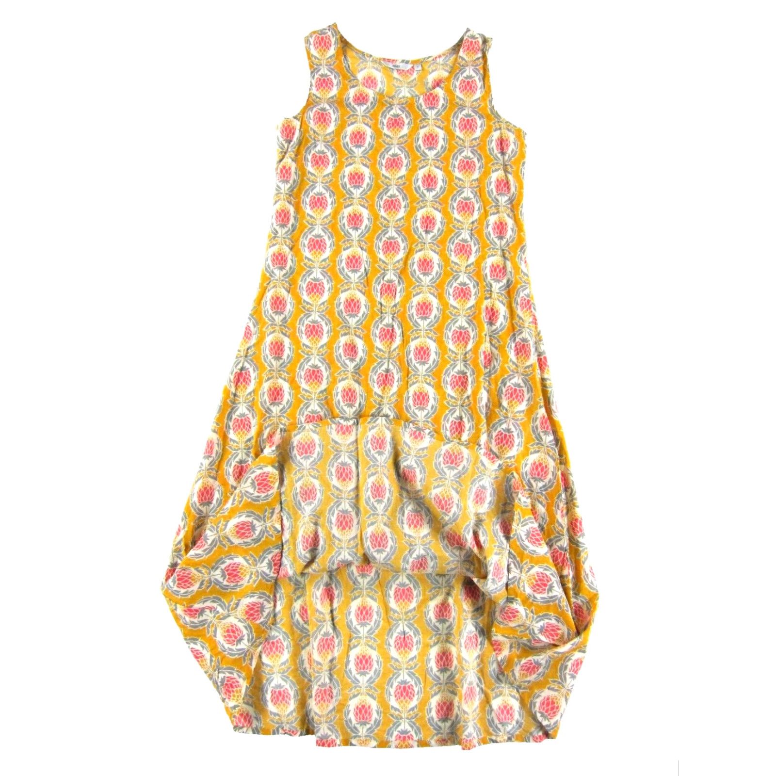 Vintage 100% Cotton Orange Yellow Pink Pineapple Floral Long Maxi Tank Sun Dress S Size S / US 4 / IT 40 - 5 Thumbnail