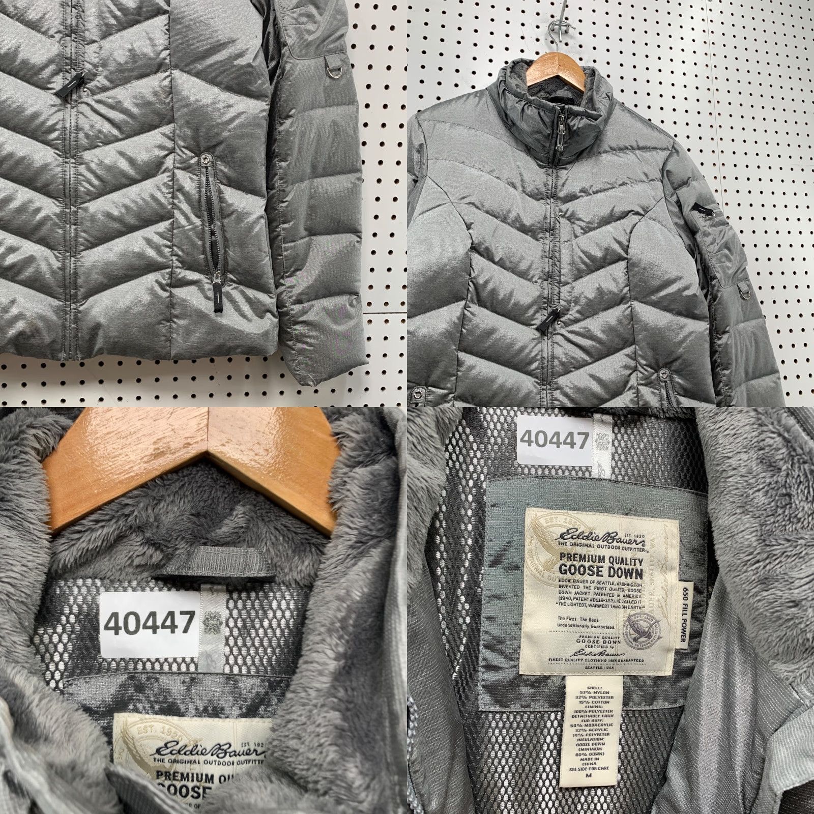 Eddie Bauer VINTAGE Eddie Bauer Puffer Down Ski Jacket Mens M Gray Silver Goose Premium 19.5x27 Ski Puffer Jacket Mens M Gray Silver Goose Premium 19.5x27 Size M / US 6-8 / IT 42-44 - 8 Thumbnail