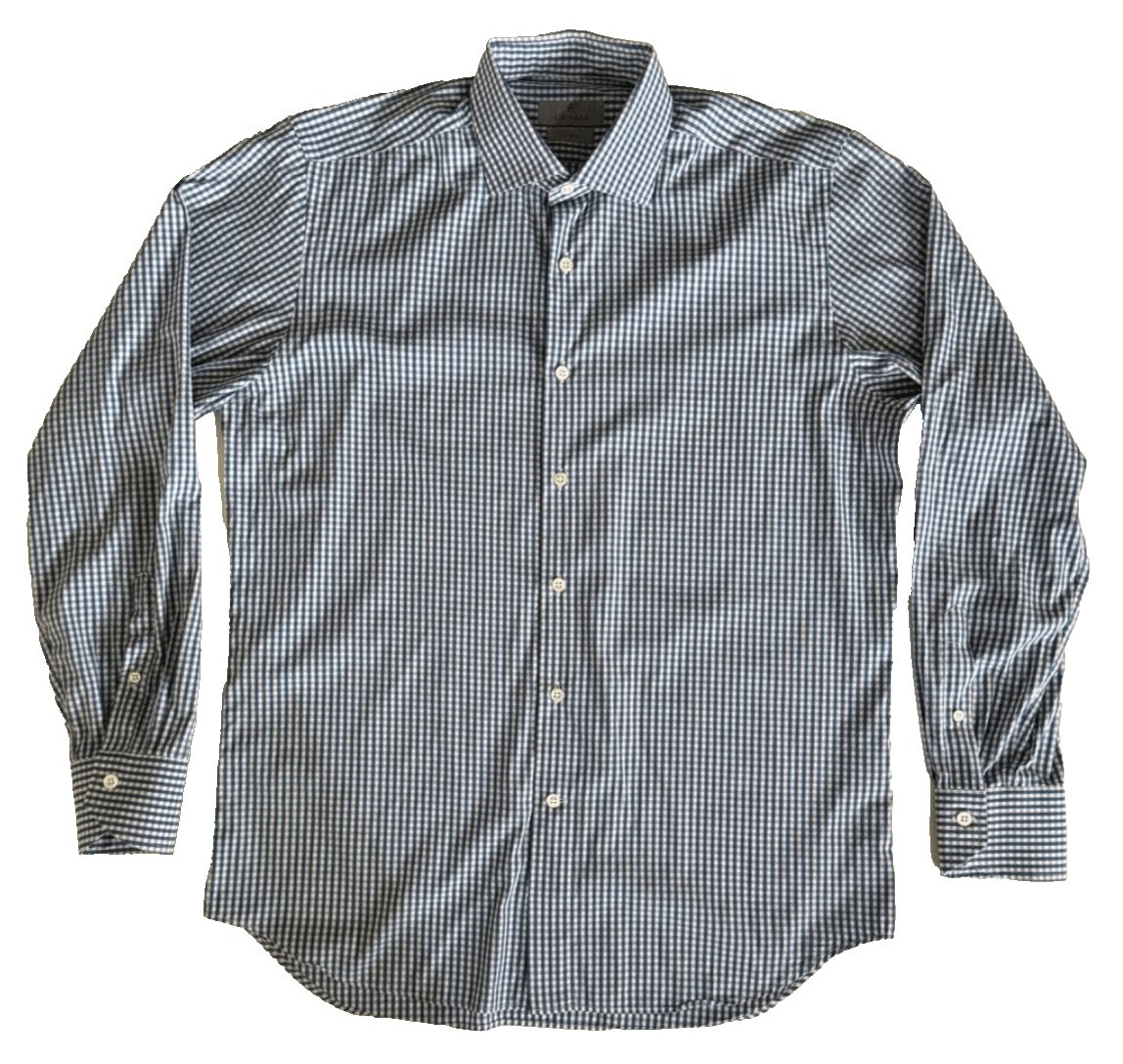 Canali Canali Mens 16/41 L Blue White Check Gingham Button Up Size US L / EU 52-54 / 3 - 1 Thumbnail