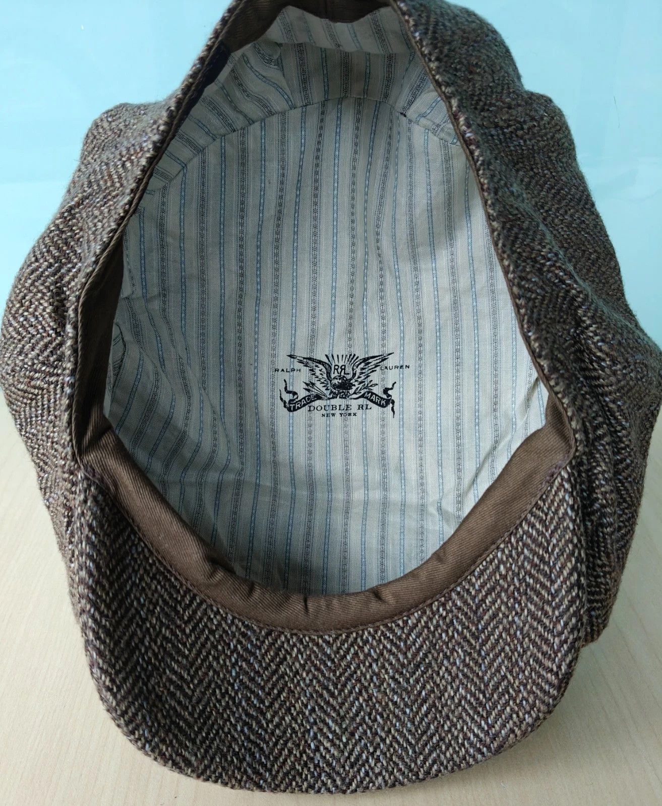 RRL Ralph Lauren DOUBLE RL Linen Herringbone Newsboy Cap T/1919 Size ONE SIZE - 7 Thumbnail