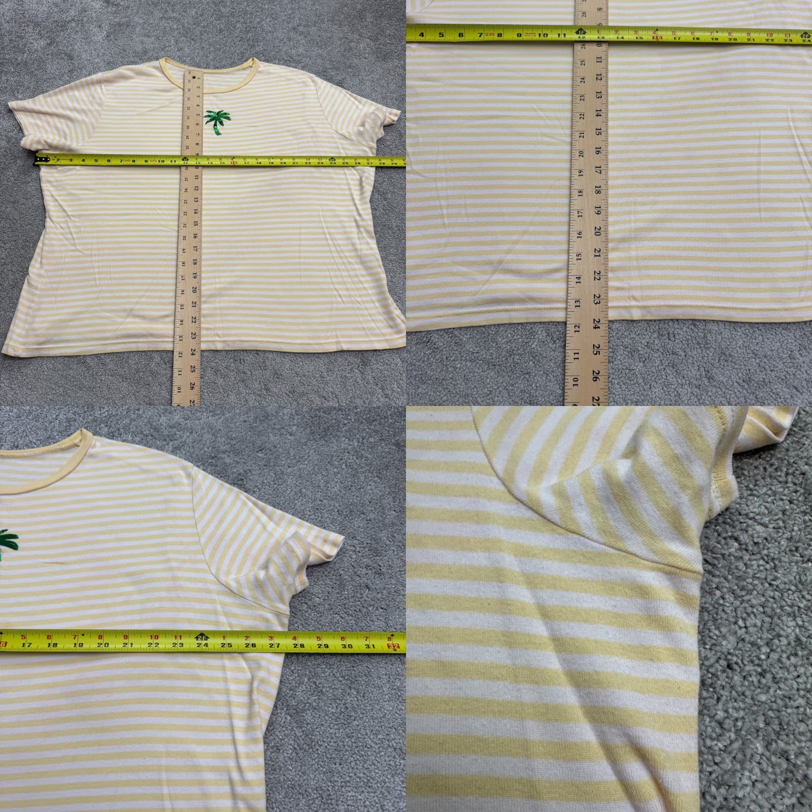 Vintage VINTAGE Y2K T-Shirt Striped Knit 100% Cotton Yellow White Sequin Crew Neck Women 3X Plus Size Size XXL / US 16-18 / IT 52-54 - 8 Thumbnail