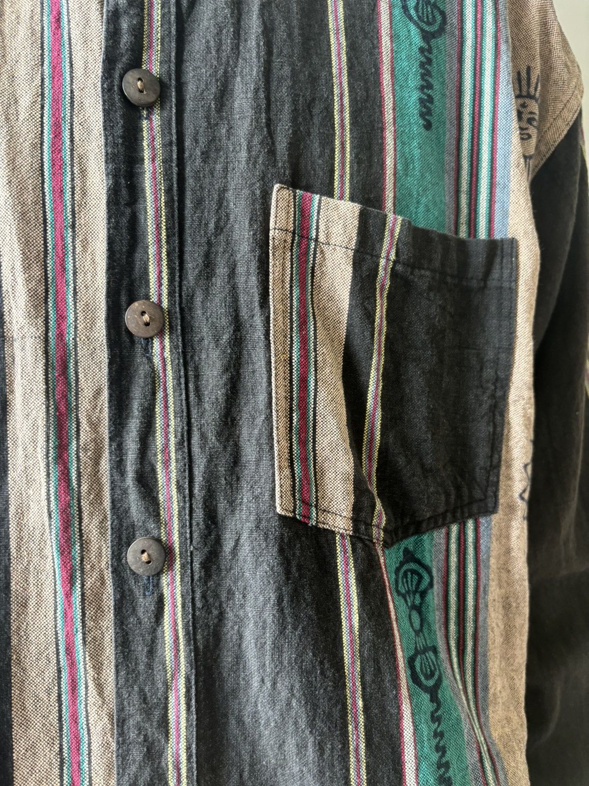 Handmade × Vintage Nepalese Button-up Shirt with Hand Blockprinted design Size US M / EU 48-50 / 2 - 5 Thumbnail