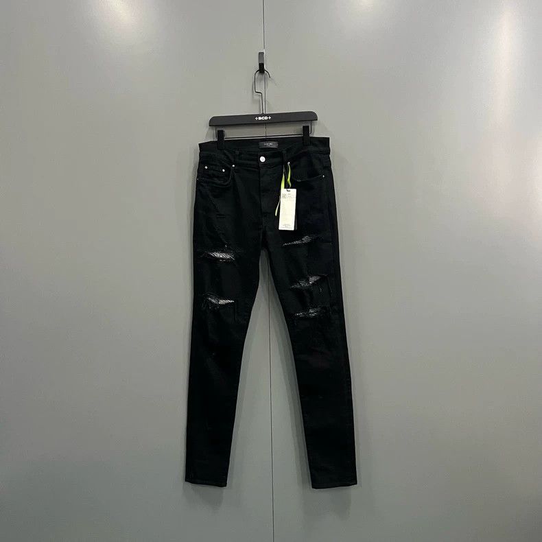 Amiri Amiri Black Destroyed Slim Fit Jeans Size US 34 / EU 50 - 1 Thumbnail
