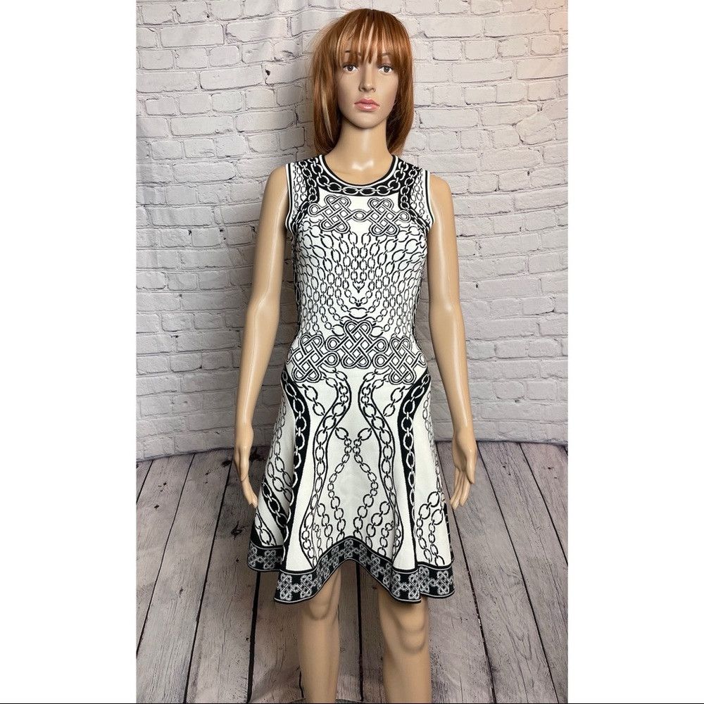Diane von Furstenberg DVF Diane Von Furstenberg Ivory & Black Fit and Flare Scuba Size S / US 4 / IT 40 - 2 Thumbnail
