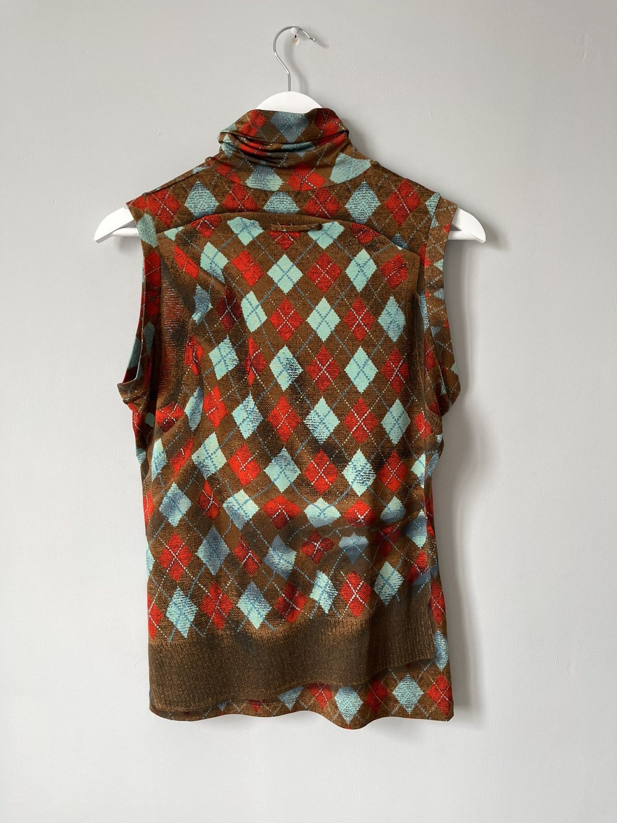 Jean Paul Gaultier Archive 90's Jean Paul Gaultier Argyle Sleeveless Mesh Top Size L / US 10 / IT 46 - 8 Thumbnail