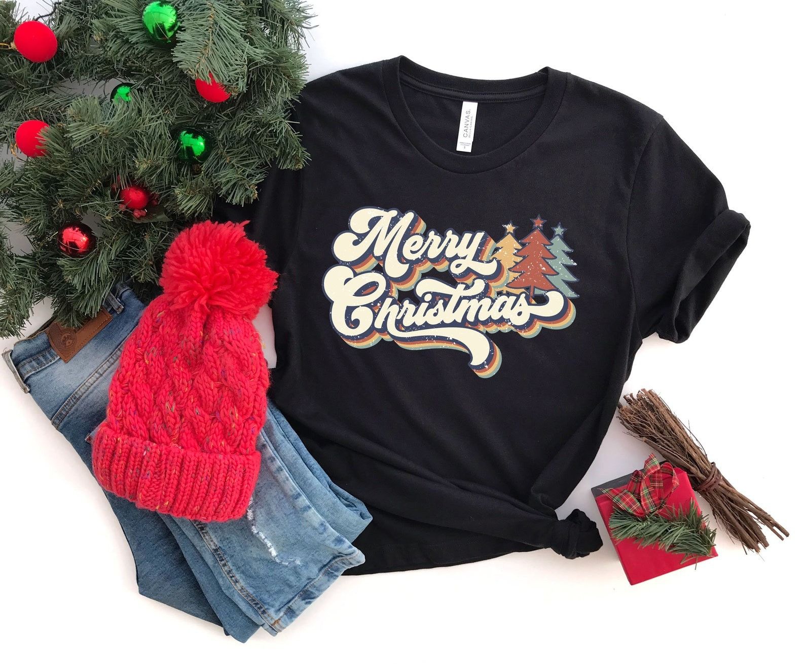 Designer × The Unbranded Brand Merry Christmas Shirt, 70s Style Merry Christmas Shirt Size XL / US 12-14 / IT 48-50 - 1 Thumbnail