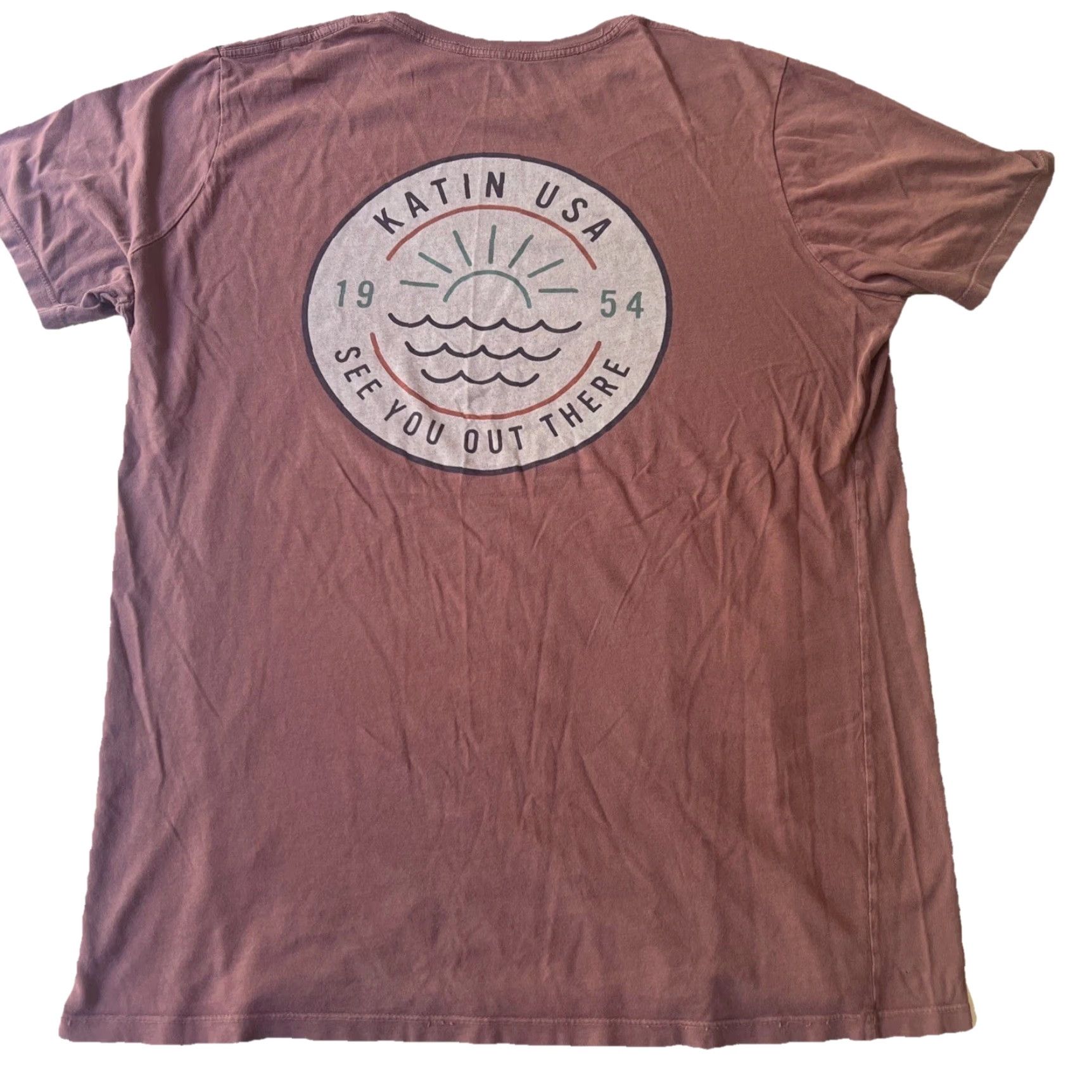Katin Kanvas By Katin Shirt XL Pink Red Surfer Sun Waves Vintage Limited Edition Graphic Print Crew Neck Tee Men Size US XL / EU 56 / 4 - 2 Thumbnail