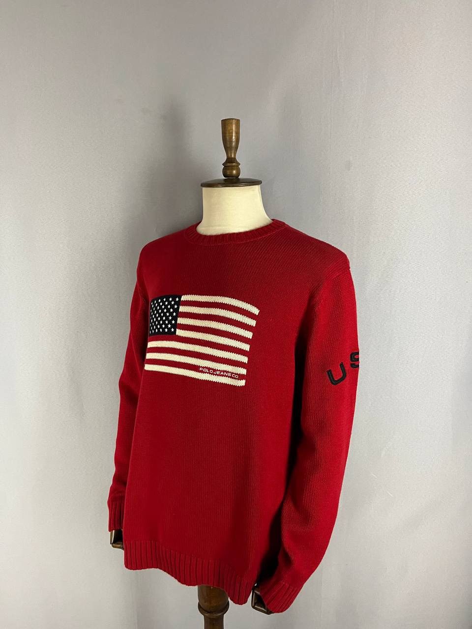 Polo Ralph Lauren Polo Ralph Lauren Sweater Red American Flag Size US XL / EU 56 / 4 - 1 Thumbnail