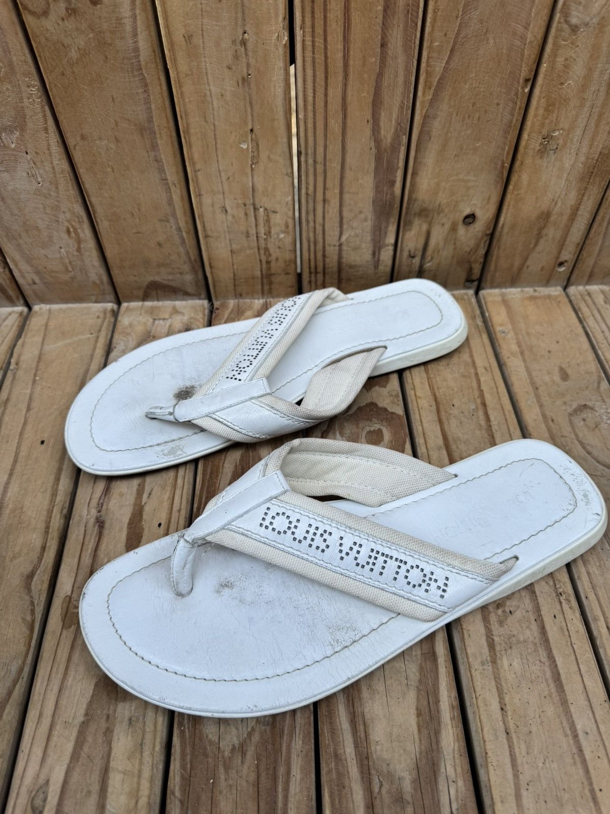Louis Vuitton Louis vuitton White Leather strappy Men’s sandals UK 10.5 Size US 11.5 / EU 44-45 - 9 Thumbnail
