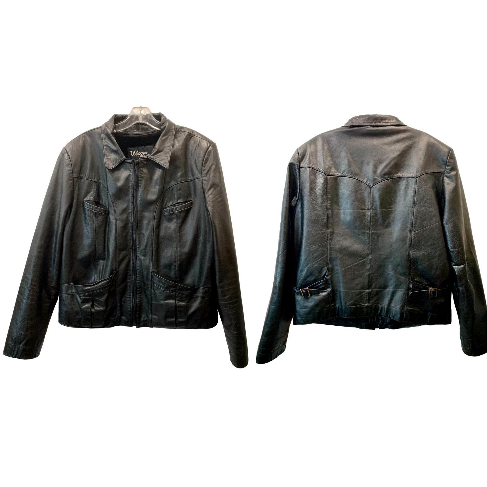 Genuine Leather × Vintage × Wilsons Leather 70s Black Leather Bomber Jacket - Faux Fur Zip Out Lining Size US M / EU 48-50 / 2 - 8 Thumbnail