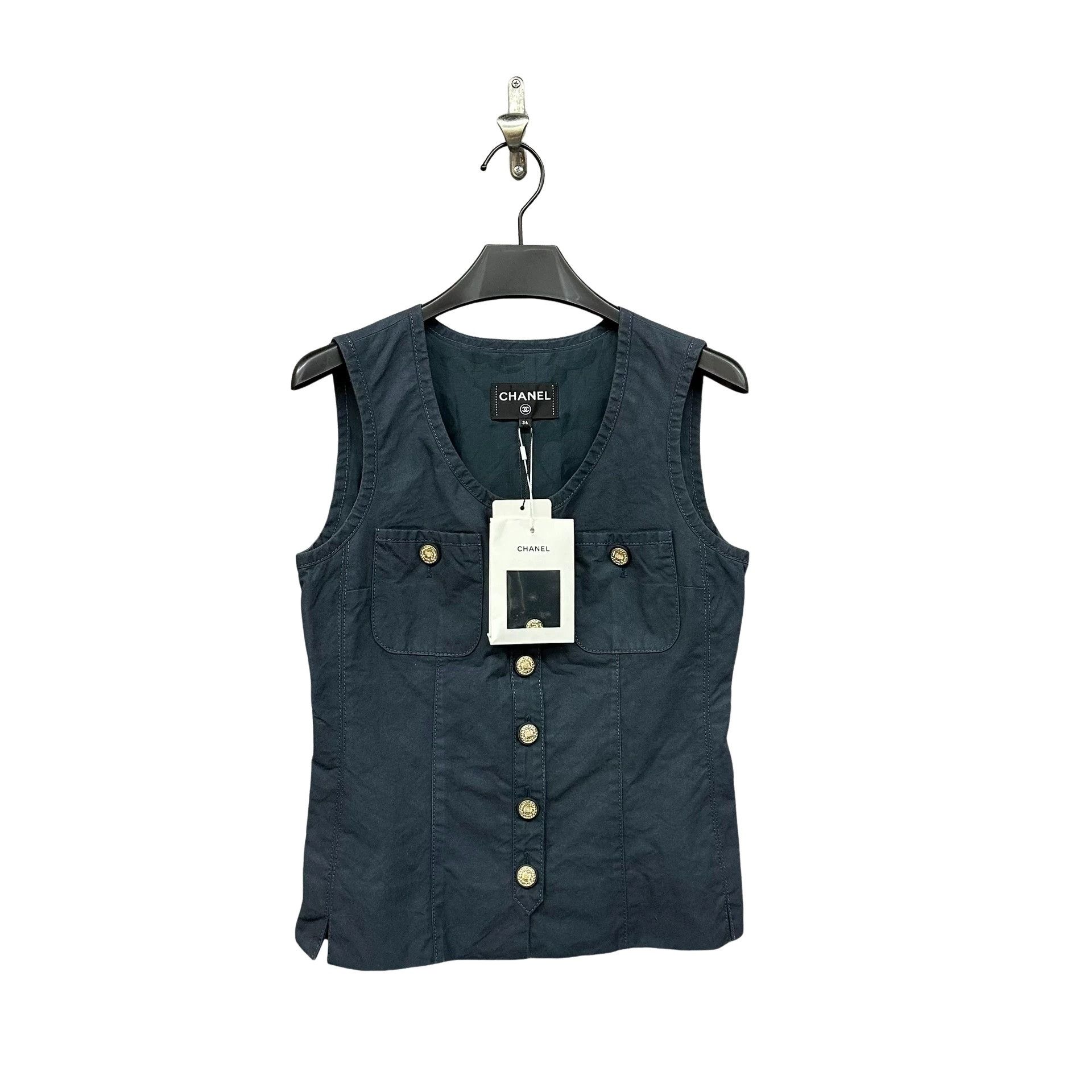 Chanel Chanel Blue Gold Button Vest Size 34 Size XS / US 0-2 / IT 36-38 - 1 Thumbnail