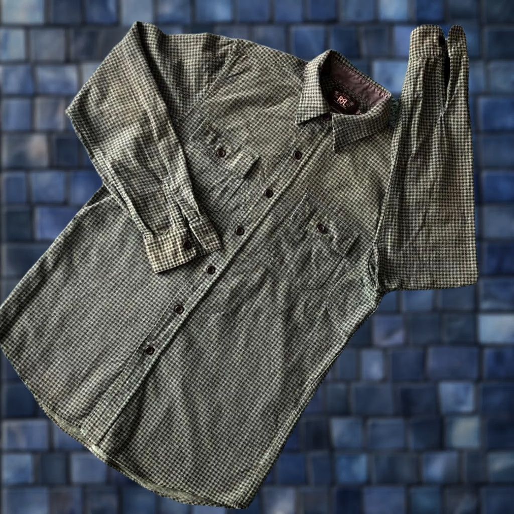 Ralph Lauren RRL Ralph Lauren Flannel Shirt Houndstooth Check Size M Black Green Men's Button-Up Long Sleeve Pre-owned Size US M / EU 48-50 / 2 - 1 Thumbnail