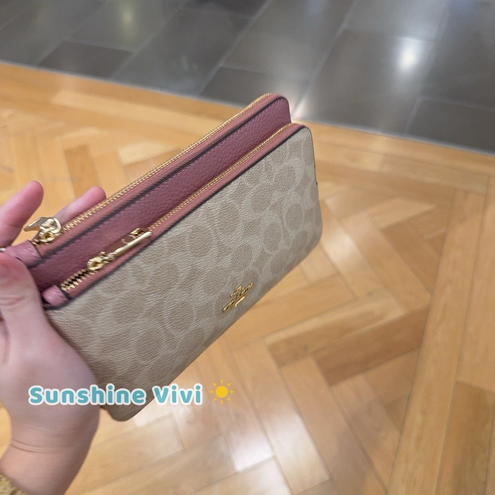 Coach NWT Coach CX161 Double Zip Wallet Wristlet Sand/Peony Size ONE SIZE - 6 Thumbnail