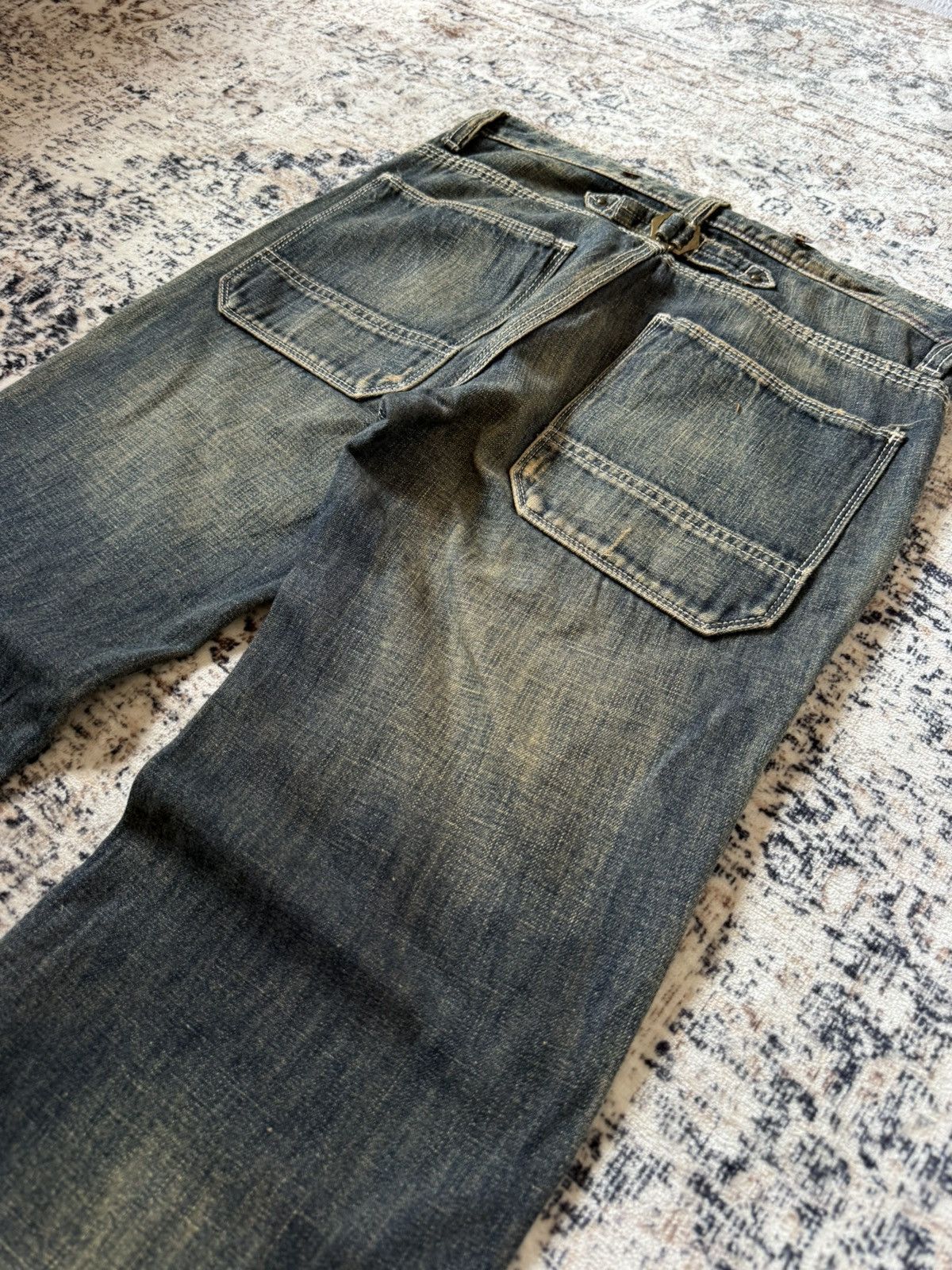 Hysteric Glamour Back Number Japan Mud Wash Patina Fade Baker Flared Jeans Size US 29 - 17 Thumbnail